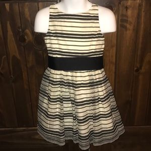 Polo Ralph Lauren Black & Cream Striped Holiday/Wedding/Party Dress